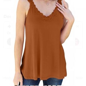NWT Scalloped Lace Tank Top in Rust